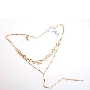 NWT LONNA AND LILLY LAYERED FLOWER NECKLACE WITH SEMI PRECIOUS STONES